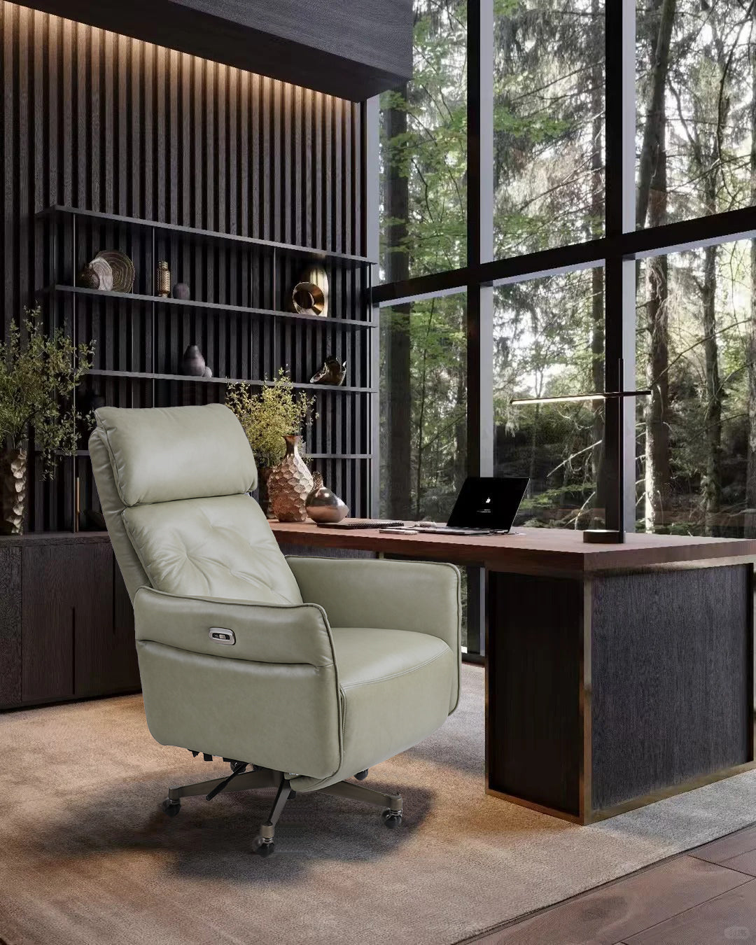Ventura Genuine Leather Power Swivel Recliner Chair