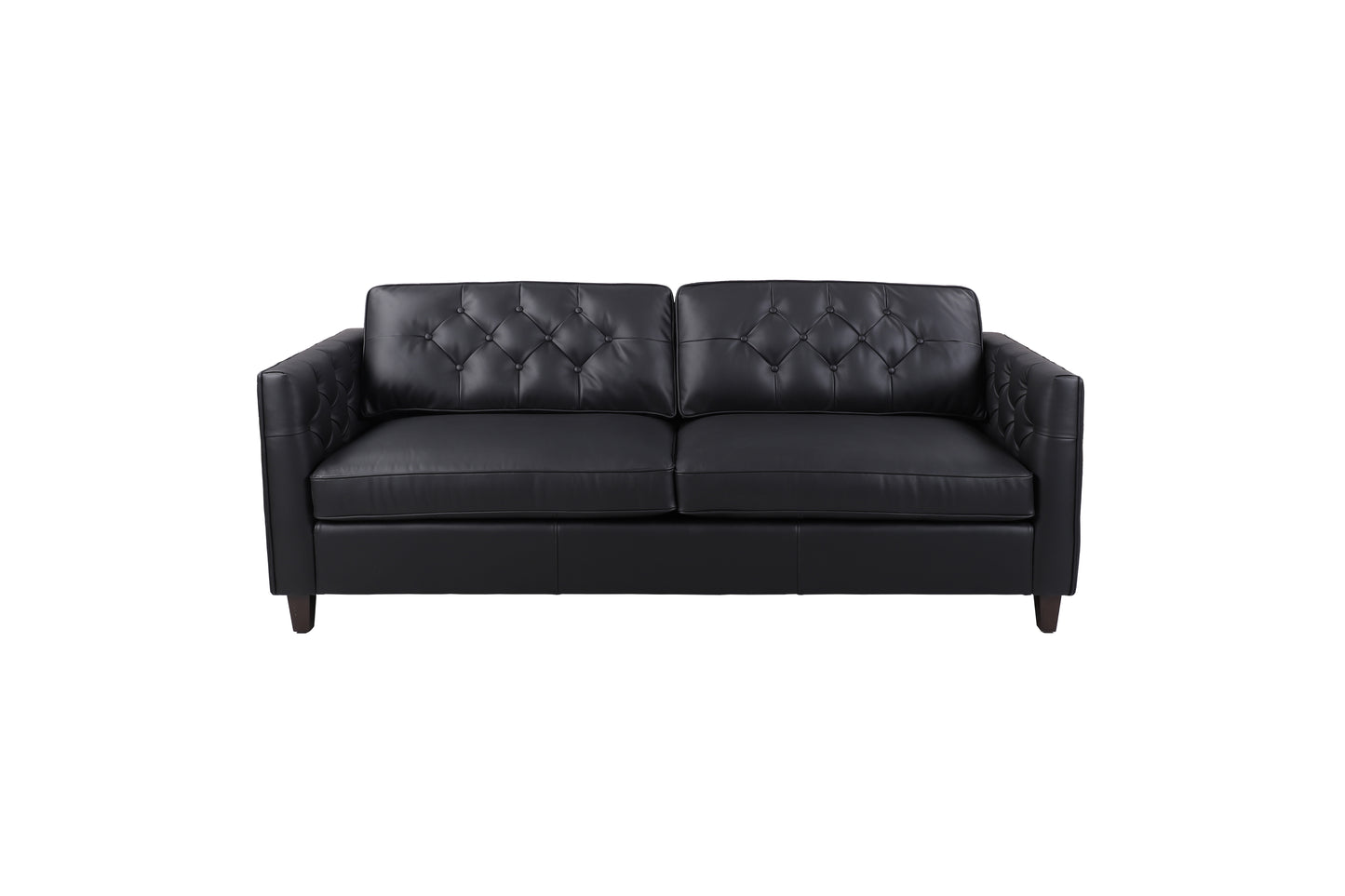 Eldora Genuine Leather Tufted Sofa – Modern Chesterfield-Inspired Couch with Deep Cushions & Solid Wood Legs