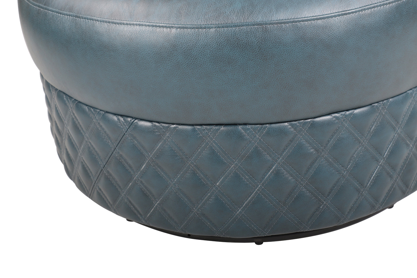 Zanvera Genuine Leather Swivel Accent Chair – Quilted Barrel Lounge Chair with 360° Rotation