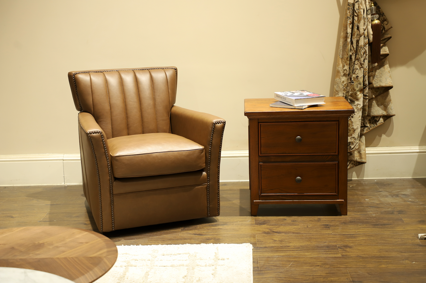 Savannah Leather Swivel Glider