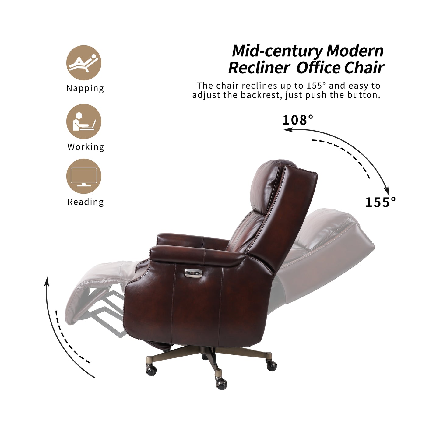 Cordova Genuine Leather Power Recliner