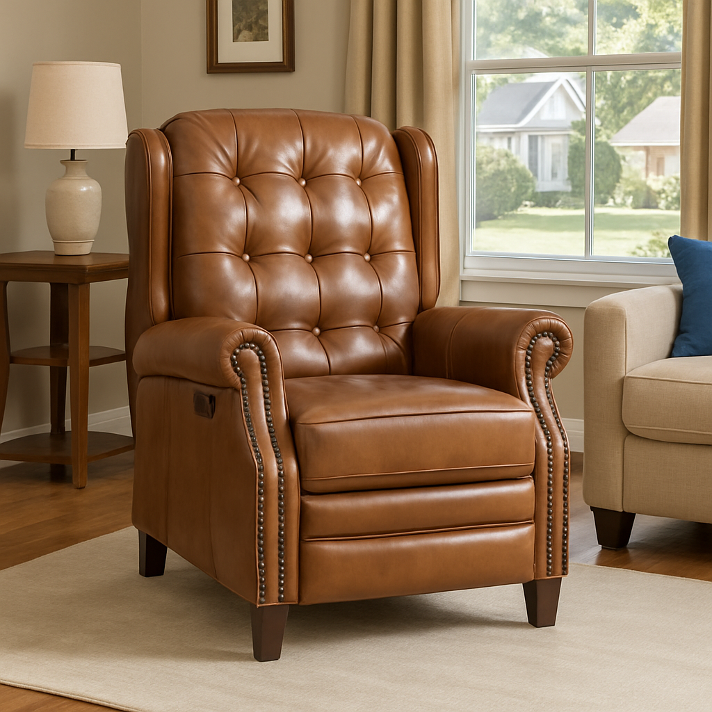 Lazelle Genuine Leather Tufted Recliner