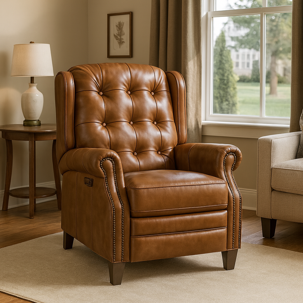 Lazelle Genuine Leather Tufted Recliner
