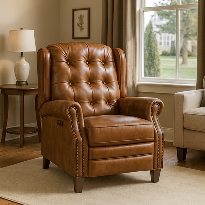 Lazelle Genuine Leather Tufted Recliner