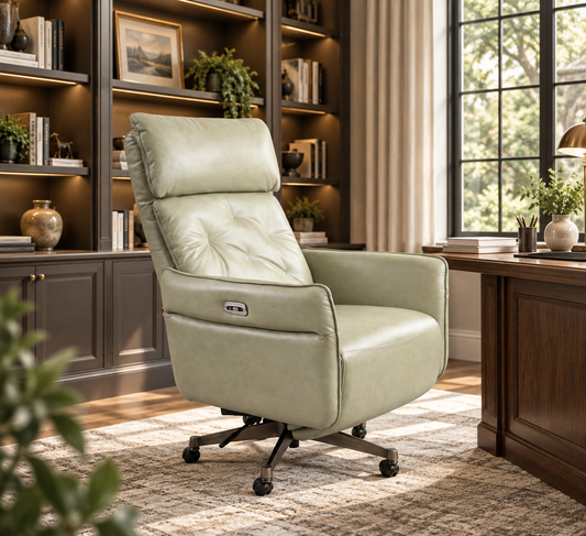 Ventura Genuine Leather Power Swivel Recliner Chair