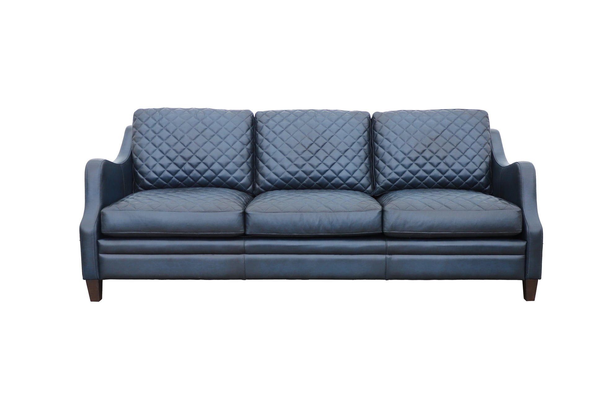 Veyra Genuine Leather Sofa – Diamond-Tufted Quilted Couch with Sculpted Arms & Solid Wood Legs