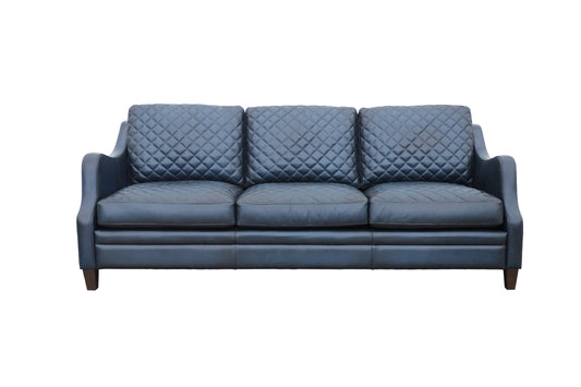 Veyra Genuine Leather Sofa – Diamond-Tufted Quilted Couch with Sculpted Arms & Solid Wood Legs